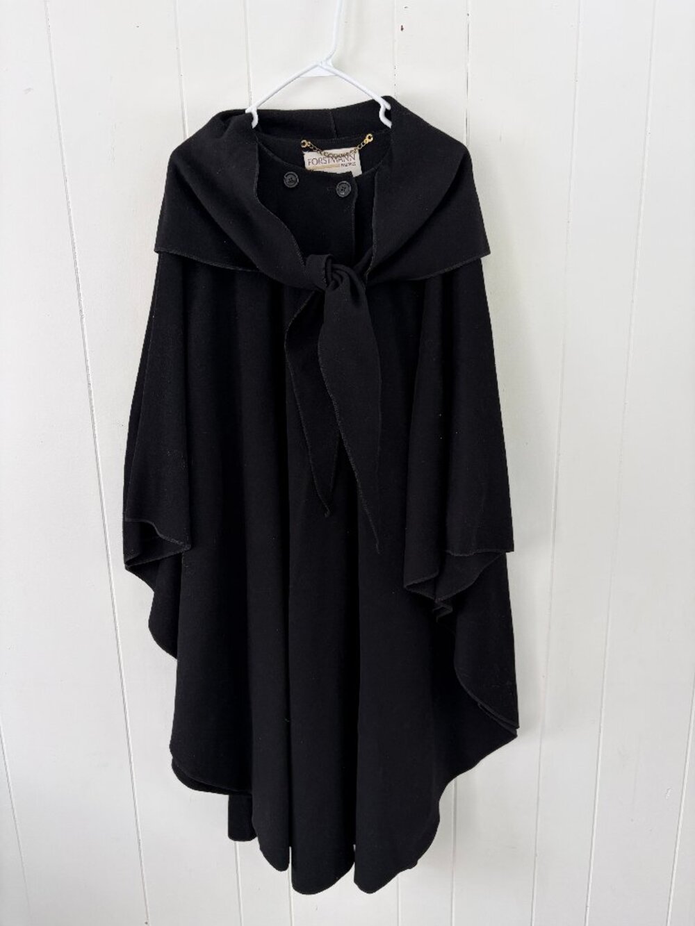 Vintage Forstmann Black Wool Cape One Size